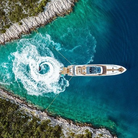 aerial shot of Erolia superyacht