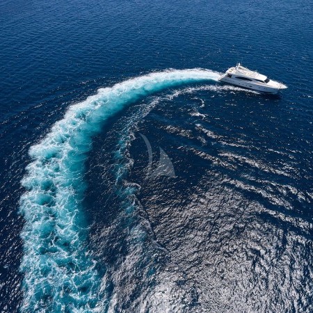 aerial shot of the yacht
