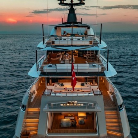 aerial view of decks at night