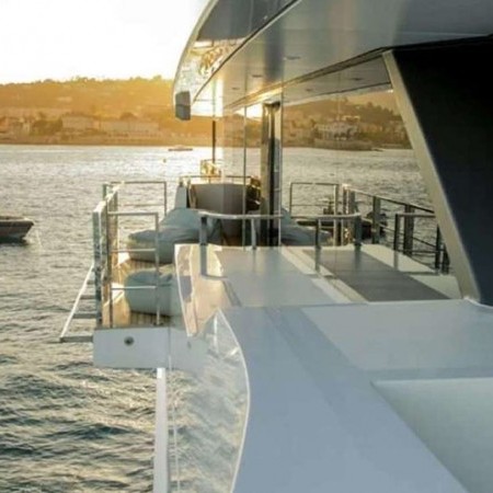 side view of aerial photo of Ethos superyacht