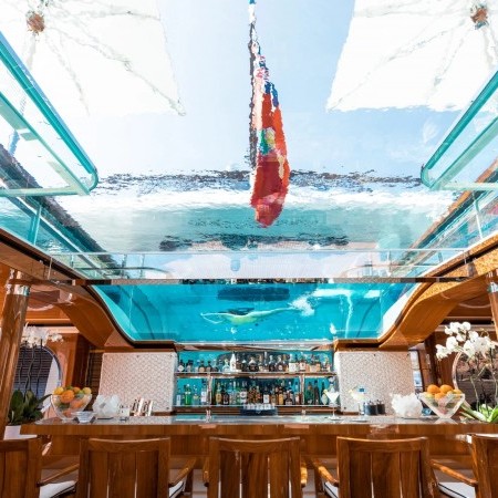 glass bottom pool of Faith yacht