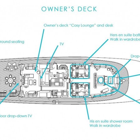 layout of Faith Superyacht charter by Feadship