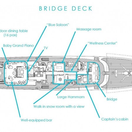 layout of Faith Superyacht charter by Feadship