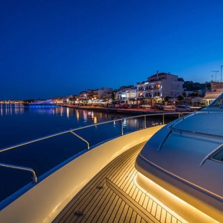 the yacht lights at night