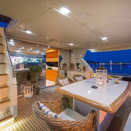 deck dining at night