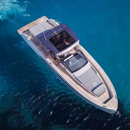 aerial view of fiart 43 yacht Mykonos