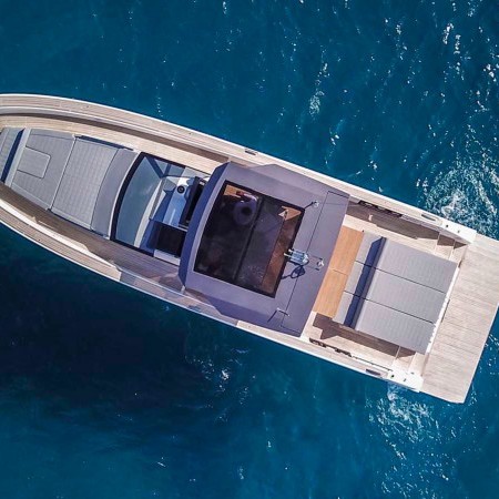 aerial view of fiart 43 yacht Mykonos