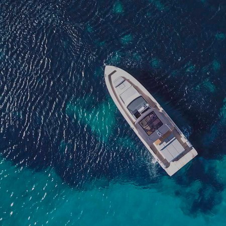 aerial view of fiart 43 yacht Mykonos