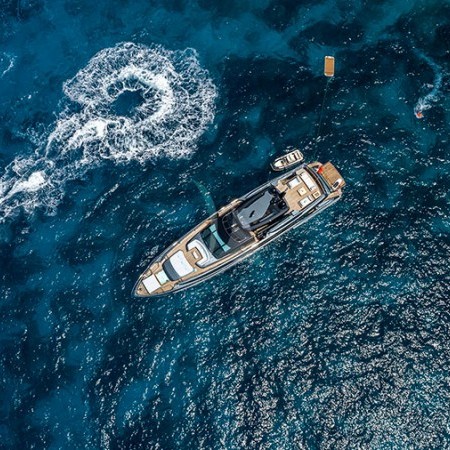 aerial shot of Figurati yacht