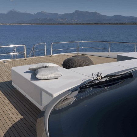 sunbeds at Four Joys yacht