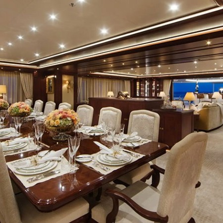 indoor dining area of Gigia superyacht