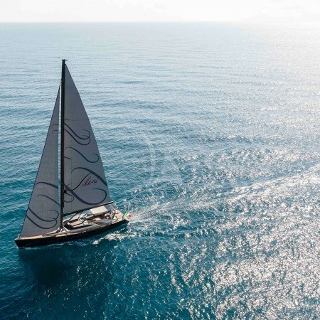 aerial shot of Gigreca sailing charter