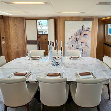 indoor dining of Giorgio yacht