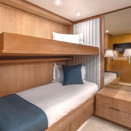 twin cabin on Gladius yacht in Greece