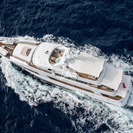 aerial view of megayacht GO
