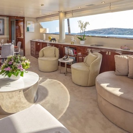 indoor salon of Grace yacht charter