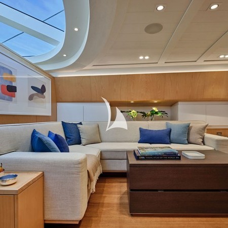 the boat's interior living room