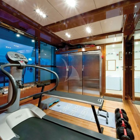 the gym area of the yacht