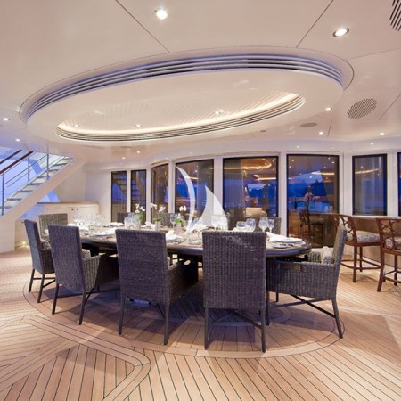 deck dining on Hemisphere sailing catamaran