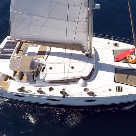 aerial photo of Highjinks yacht