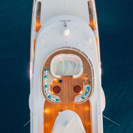 aerial shot of Idyllic yacht