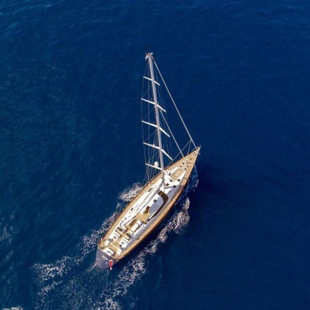 aerial photo of Imagine sailboat