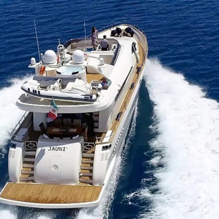 aerial photo of Jauni yacht cruising