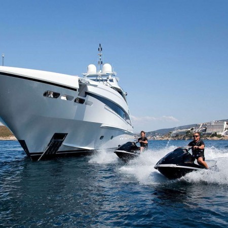 Jems yacht and its jet skis