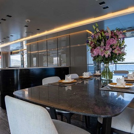 Jesma II yacht indoor dining