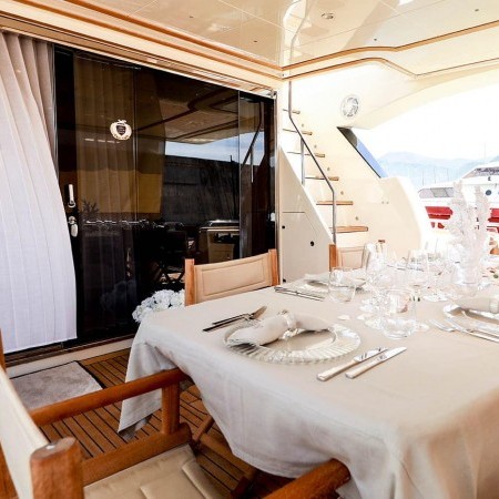 deck dining of Joy yacht