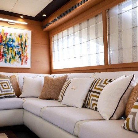 sofa on the salon of Joy yacht