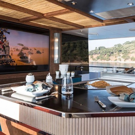 the yacht's interior