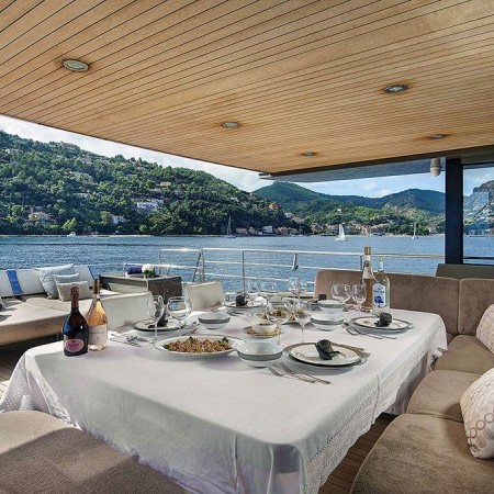 Kokonut's Wally yacht deck dining