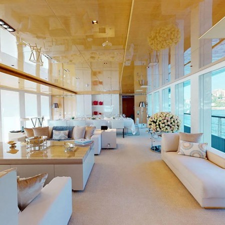 the yacht's interior