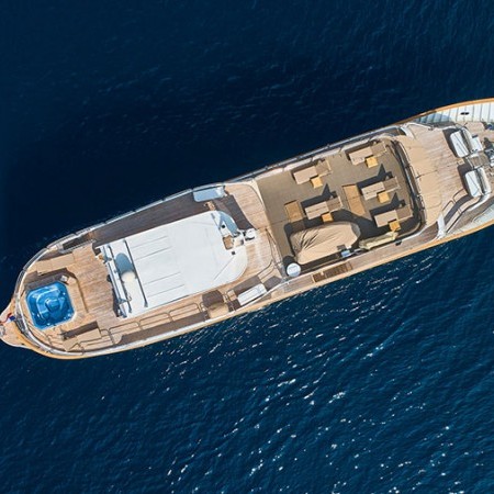 aerial shot of La Perla yacht