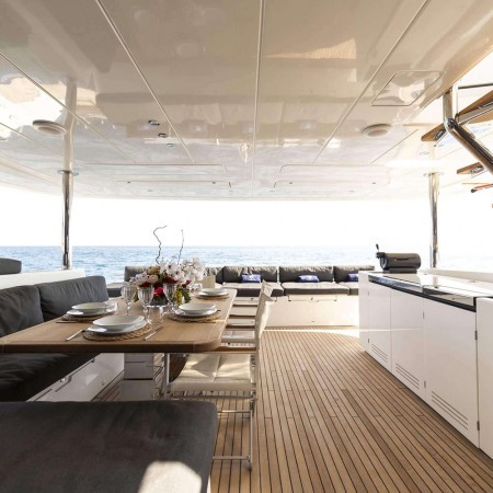 Lady C catamaran yacht deck