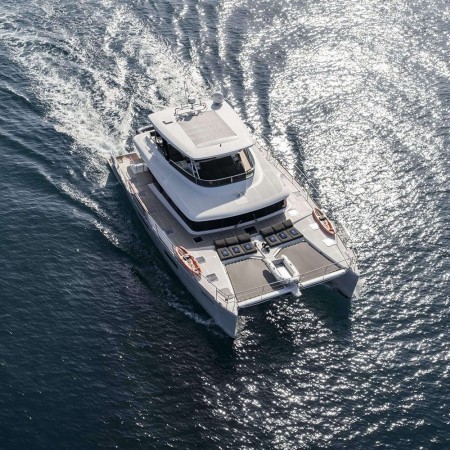 aerial view of Lady C catamaran