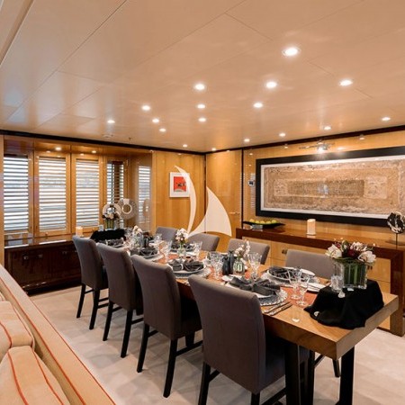 indoor dining area of Lind superyacht