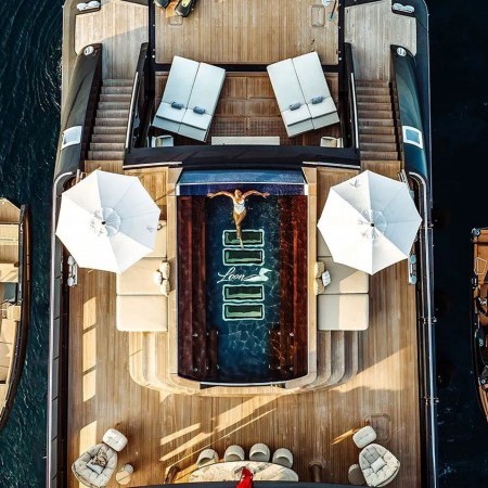 aerial photo of Loon 221 superyacht pool