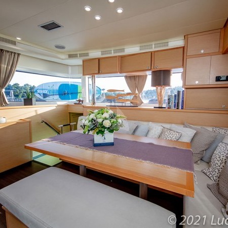 main living room on the boat's interior