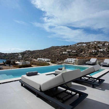 pool area of villa Orian Mykonos