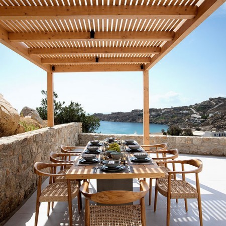 exterior dining at villa Orian Mykonos