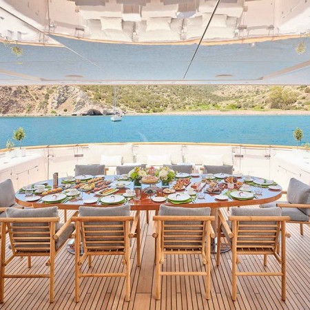 the dining area on deck