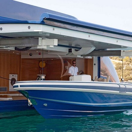 the tender boat of the yacht
