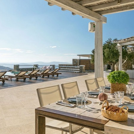 shaded dining area