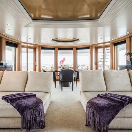 spacious indoor salon of Mercury yacht