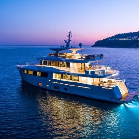 Mimi La Sardine yacht at night