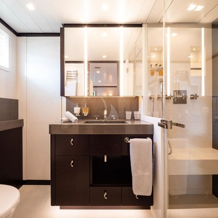 one of the yacht's ensuite bathrooms