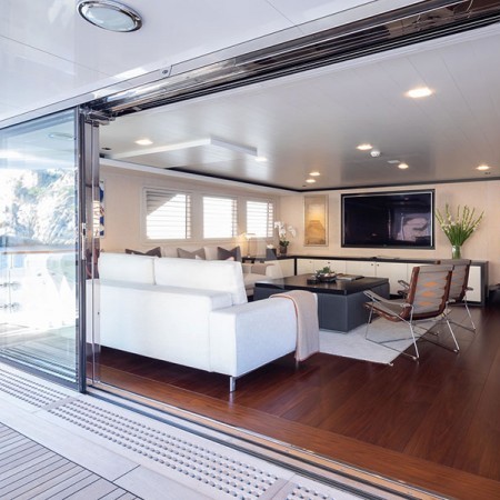 open living area on board Mirage superyacht