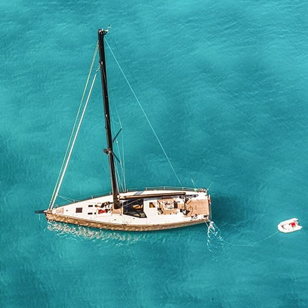 aerial photo of Miyabi sailing yacht charter